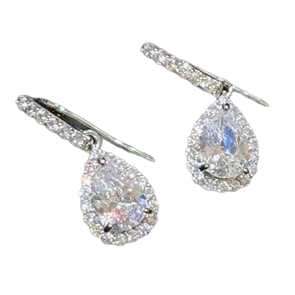 Teardrop Sparkling Drop Earrings, Luxury Shiny Zircon Dangle Earrings