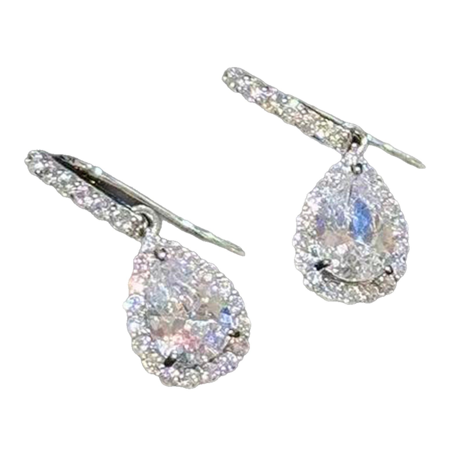 Teardrop Sparkling Drop Earrings, Luxury Shiny Zircon Dangle Earrings