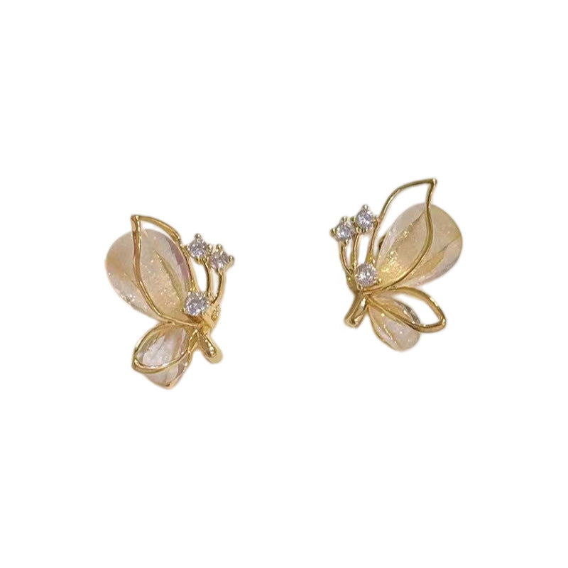 Custom Butterfly Stud Earrings, Luxury Dainty S925 Sterling Silver Needle, Minimalist Fresh Elegant All-match Ear Jewelry