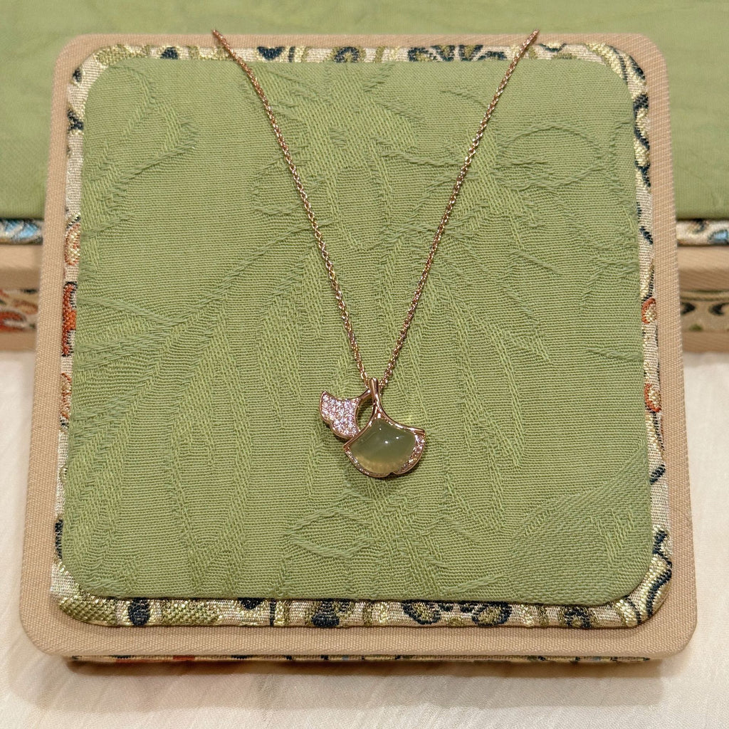 Vintage Gourd Peace Lock Necklace, Chinese Style Ginkgo Leaf Necklace, Zodiac Year Elegant Exquisite National Trend Jewelry for Women
