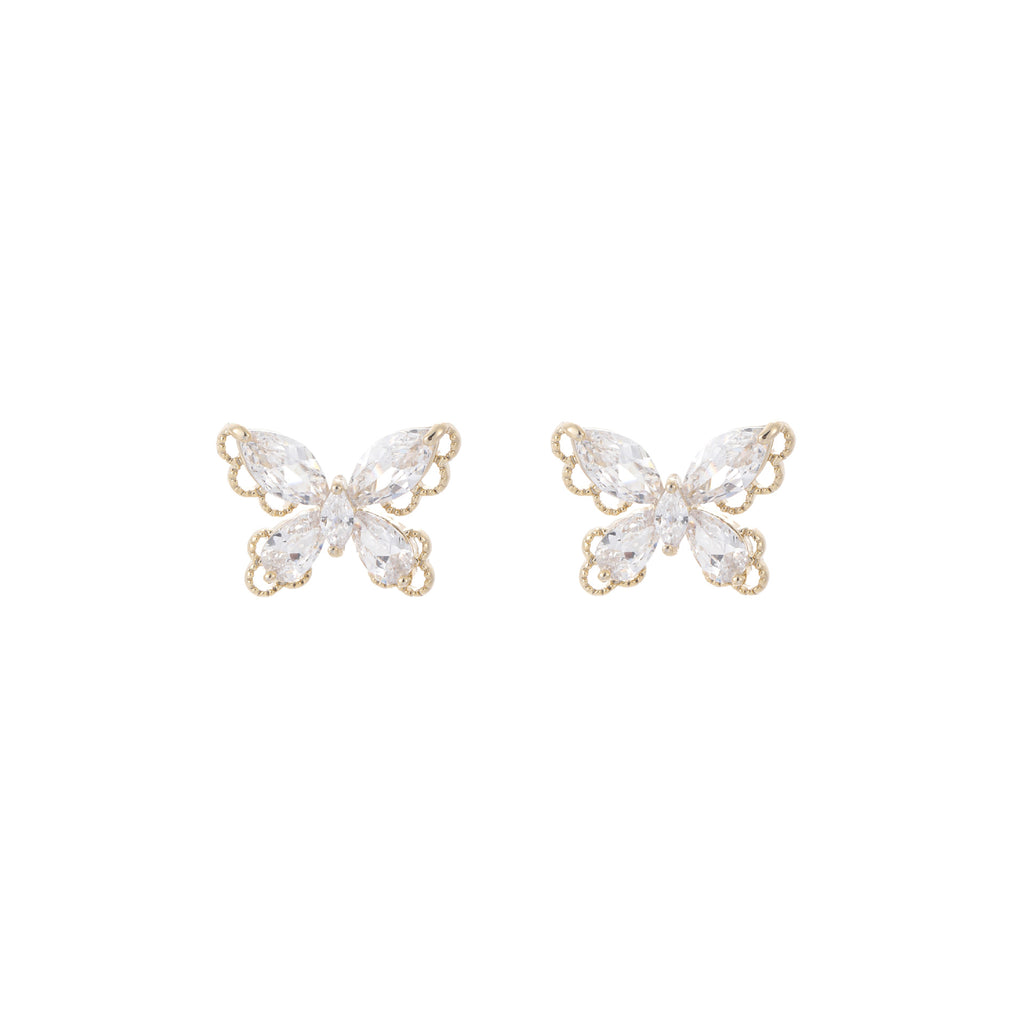 Spring New Lace Butterfly Stud Earrings, Sparkling Luxury 925 Sterling Silver Needle Earrings, Exquisite Elegant Fashion Ear Jewelry