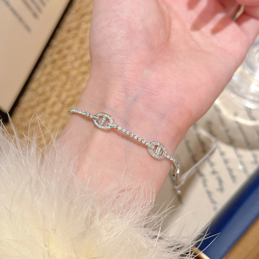 Oval Zircon Bracelet Luxury Elegant Minimalist Fashion Hand Accessories for Ladies