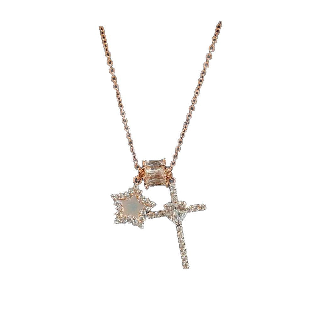 2026 New Arrival Star & Cross Pendant Necklace, Hot Selling Luxury Dainty Clavicle Chain