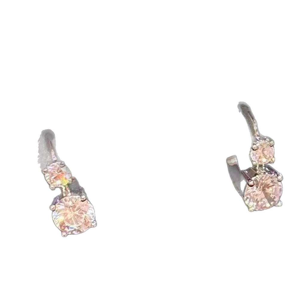 Luxury Sparkle CZ Stud Hoop Earrings Korean Japanese Trend Daily Ear Accessory