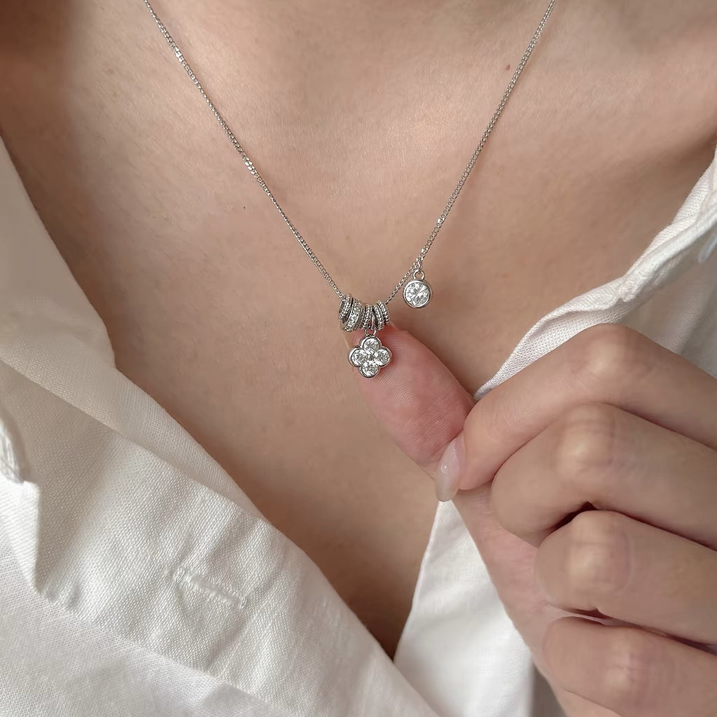Minimalist Flower Necklace, Shiny Zircon Clavicle Chain, Luxury Niche Elegant All-match Daily Pendant Necklace