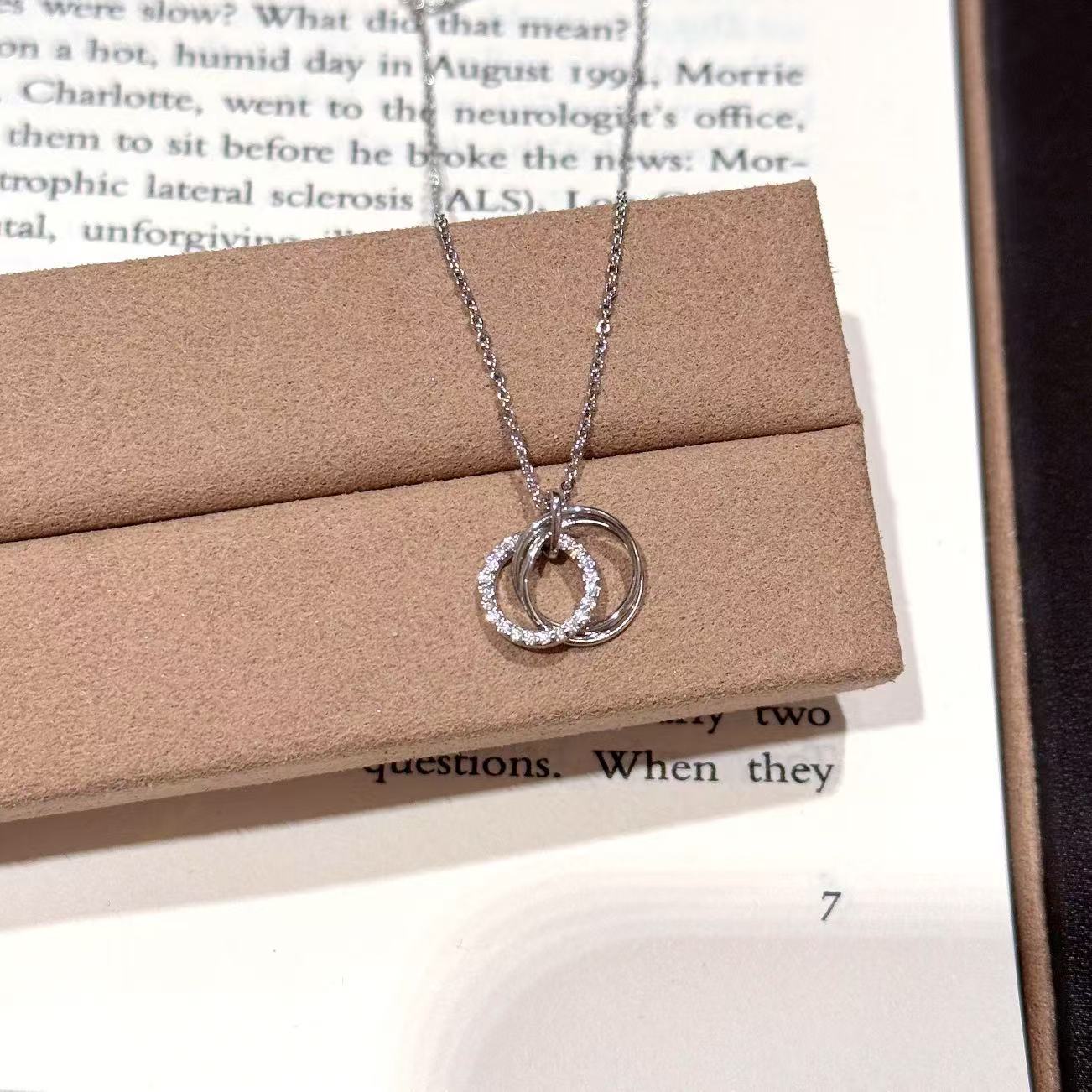Double Ring Minimal Collarbone Necklace Korean Style Women Jewelry