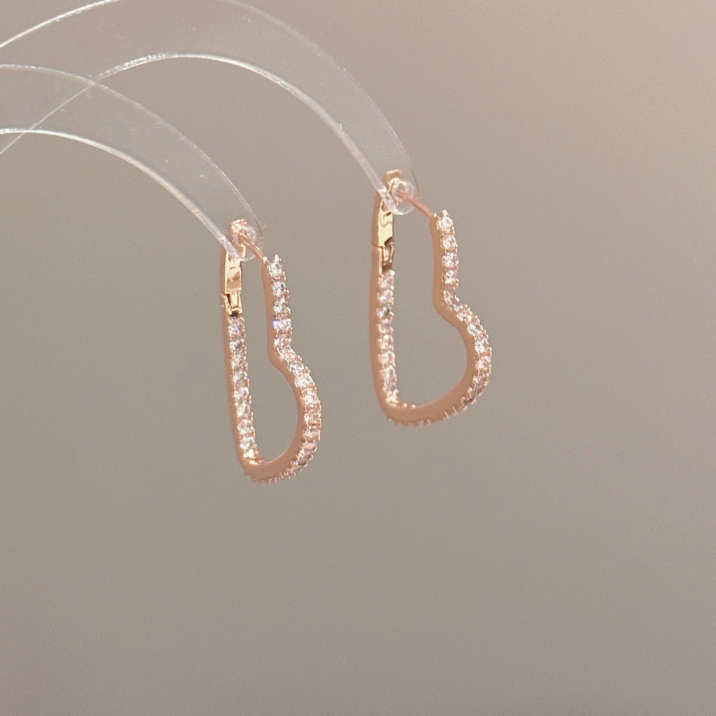 Heart Zircon Ear Cuffs, Luxury Sweet Niche Ear Jewelry