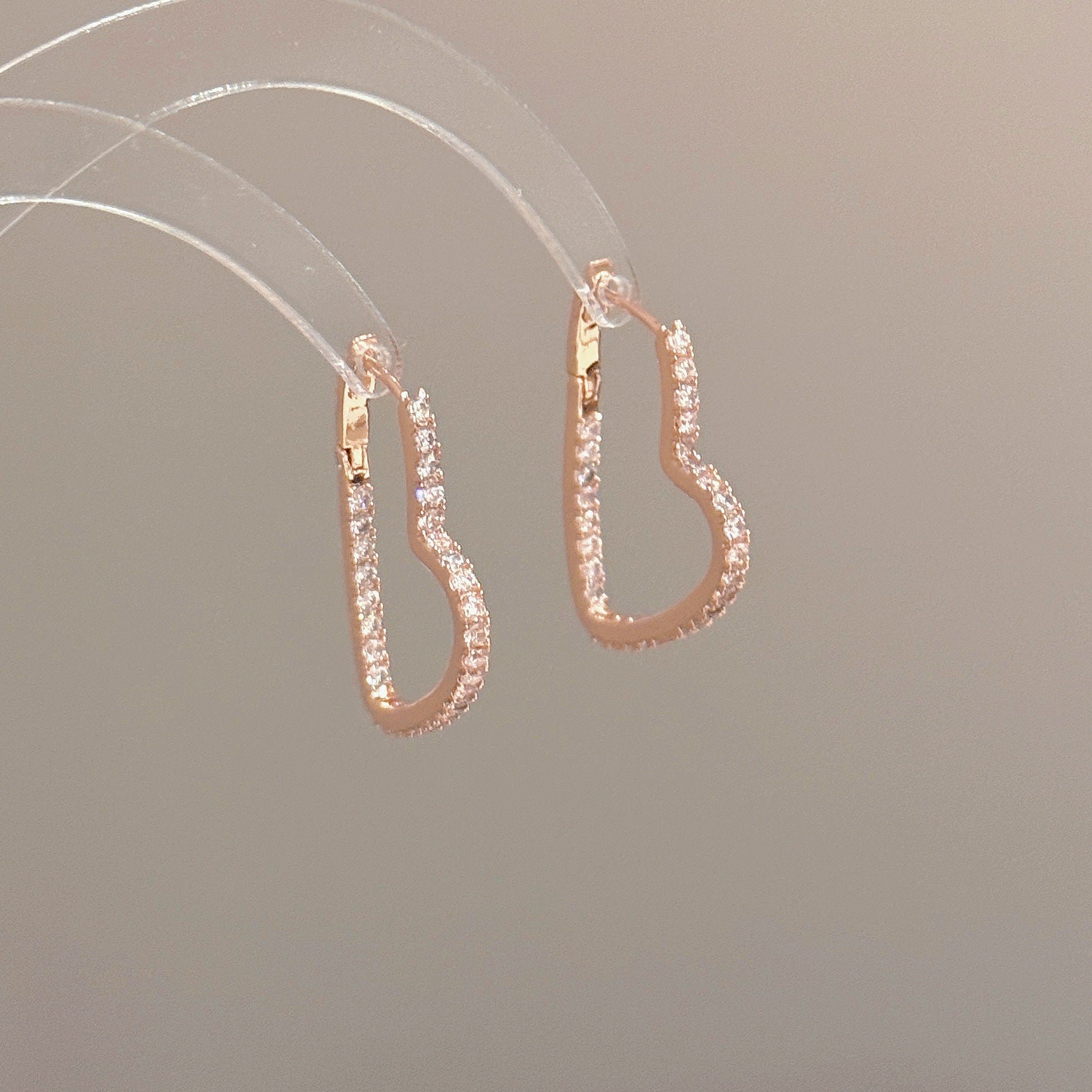 Heart Zircon Ear Cuffs, Luxury Sweet Niche Ear Jewelry