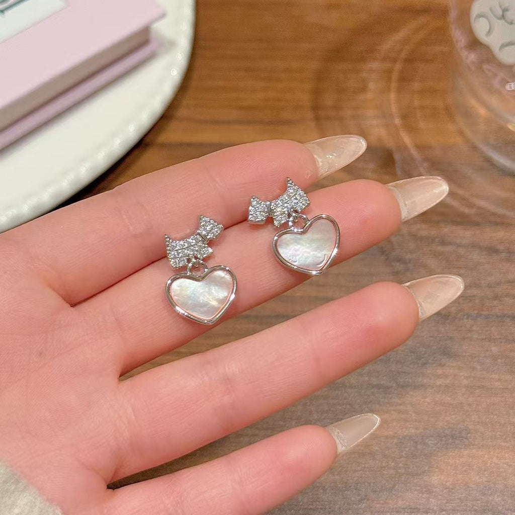 Heart Stud Earrings, Shiny Luxury Delicate Earrings, Minimalist Elegant Commute Versatile Ear Jewelry