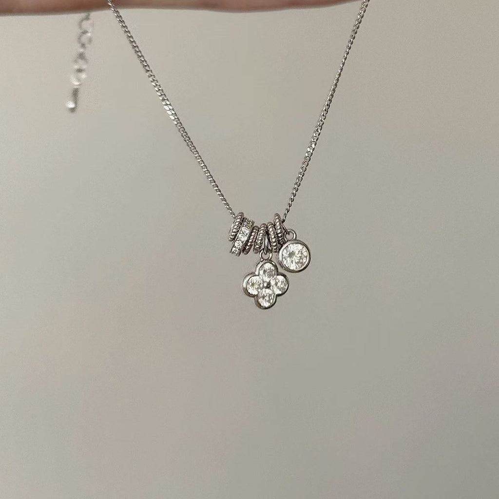 Minimalist Flower Necklace, Shiny Zircon Clavicle Chain, Luxury Niche Elegant All-match Daily Pendant Necklace