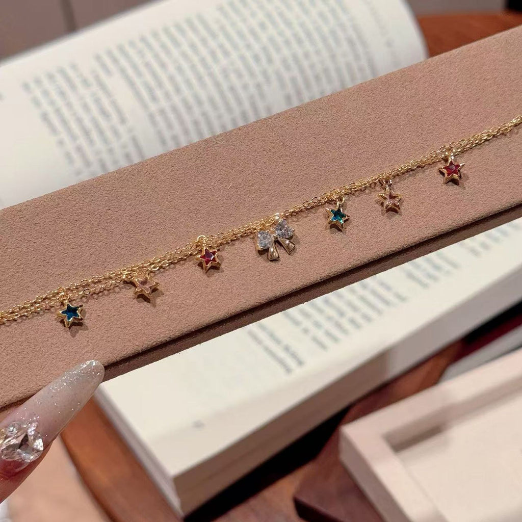 Korean Style Bow Bracelet for Women, Light Luxury High Grade Hand Jewelry, Fashion Versatile Exquisite Heart Bracelet Daily Accessories