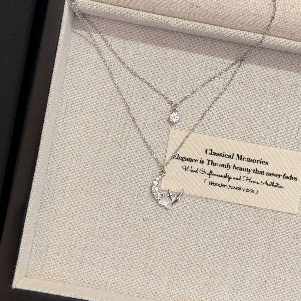Butterfly Tassel Necklace, Star Moon Zircon Clavicle Chain, Elegant Minimalist Jewelry