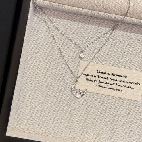 Butterfly Tassel Necklace, Star Moon Zircon Clavicle Chain, Elegant Minimalist Jewelry