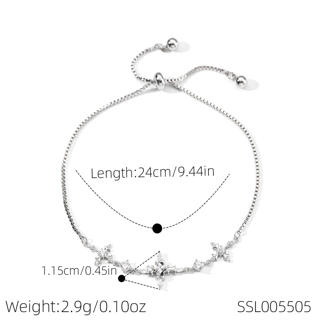 Korean Star Zircon Geometric Bracelet, Elegant Daily Wrist Chain