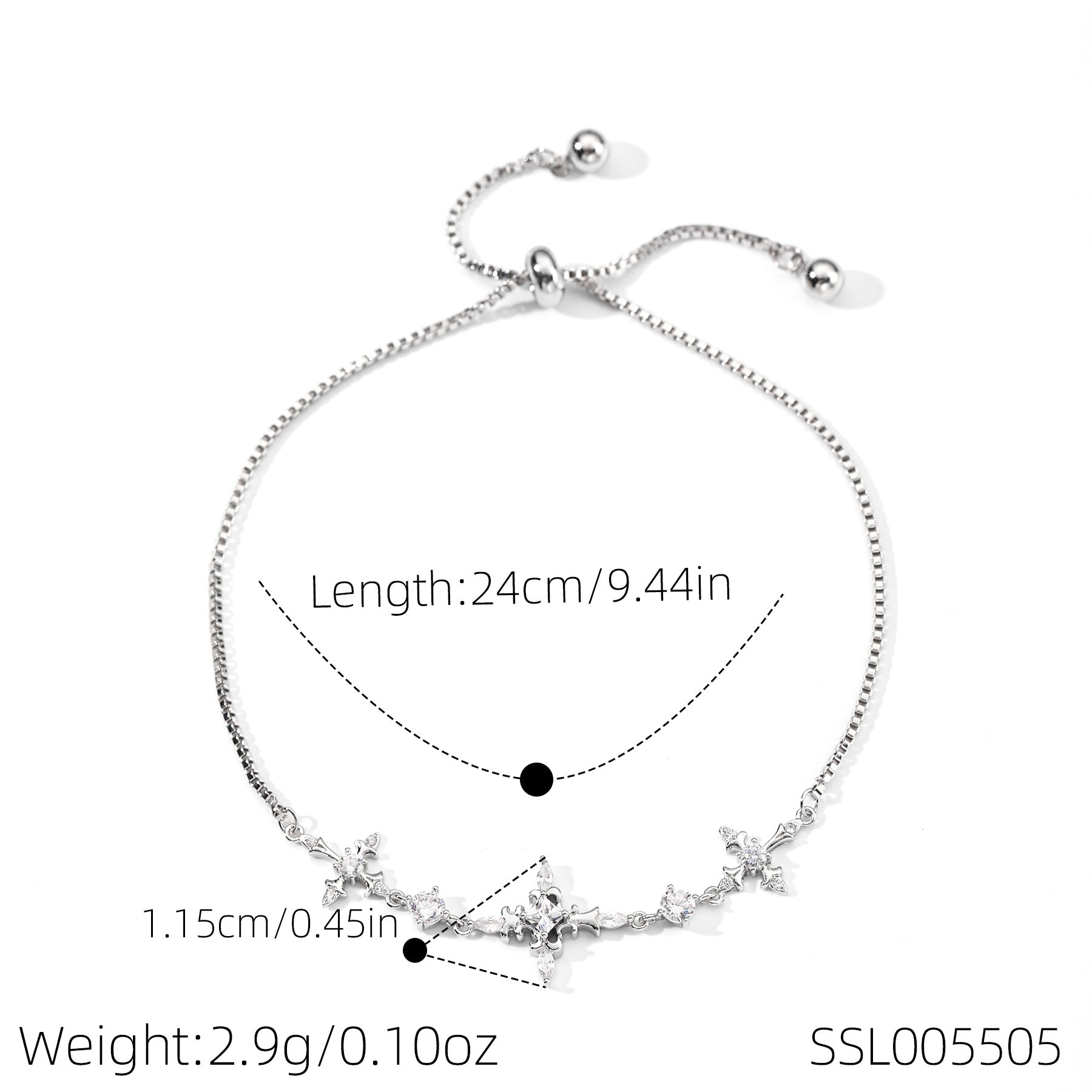 Korean Star Zircon Geometric Bracelet, Elegant Daily Wrist Chain