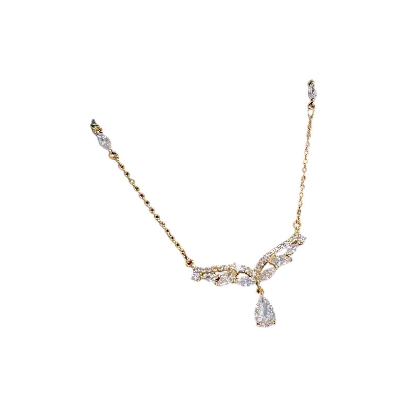 Water Drop Zircon Mermaid Tail Necklace, Elegant Sweet Luxury Daily Women Jewelry