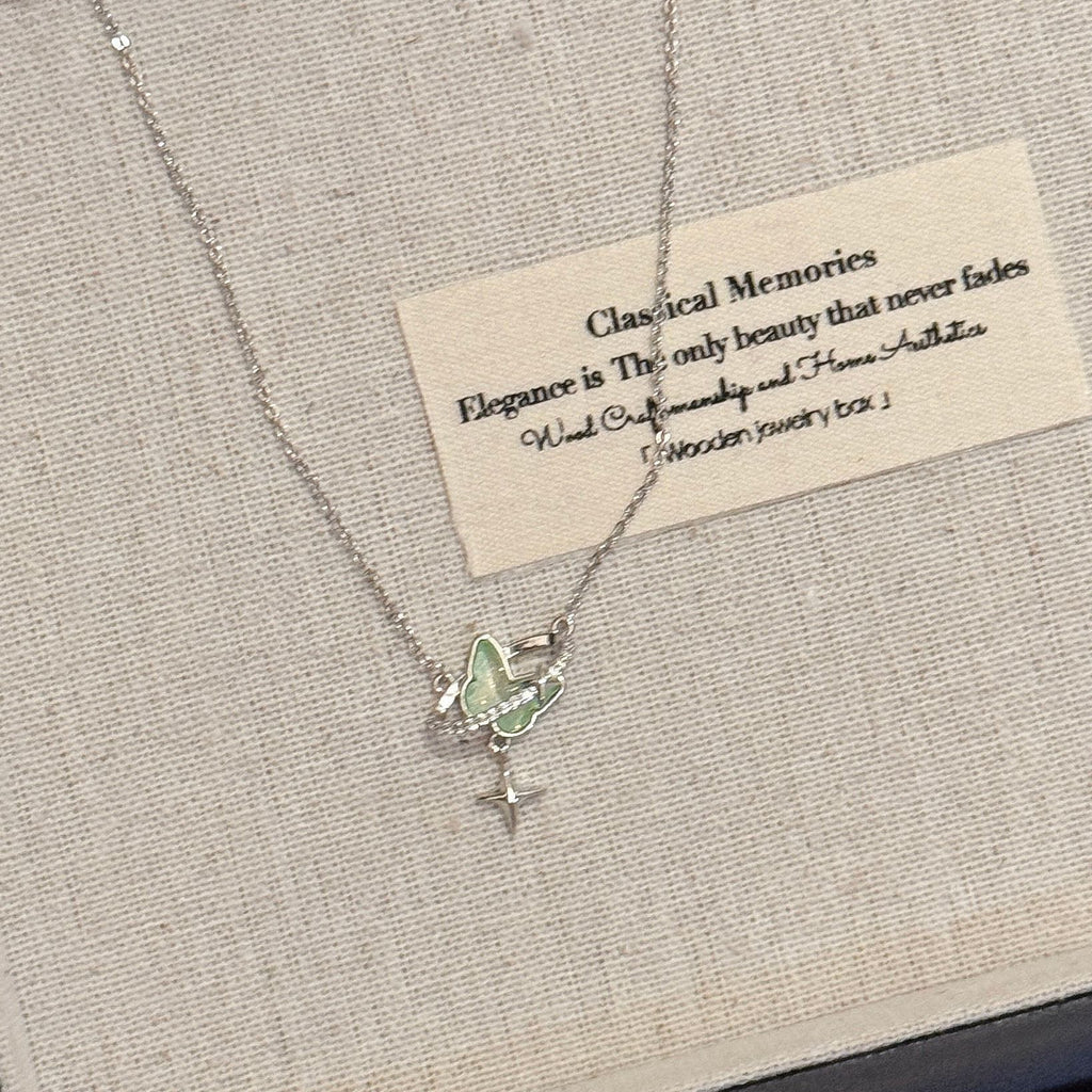 Korean Style Butterfly Clavicle Chain, Minimalist Niche Temperament Pendant Necklace, Luxury Elegant Fashion Jewelry Gift