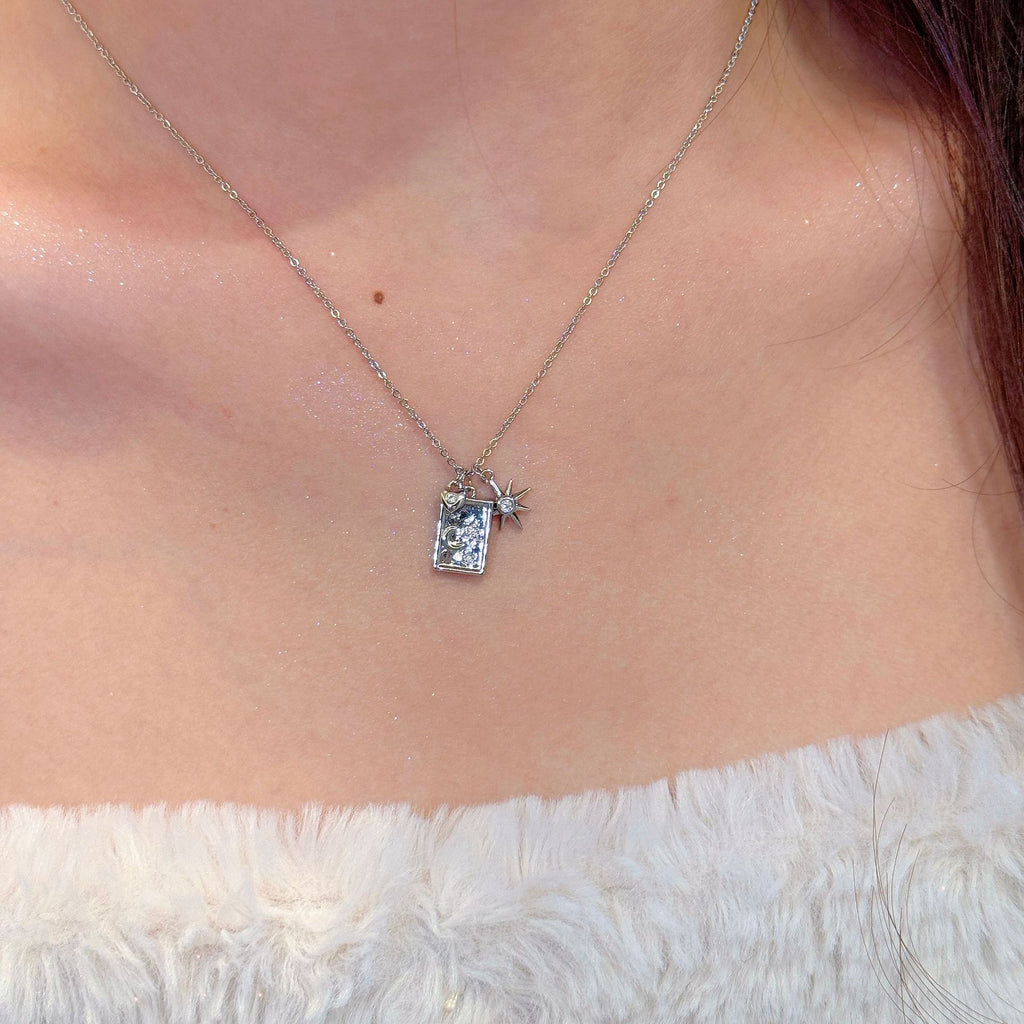 Shiny Star Zircon Clavicle Necklace, Elegant Sweet Daily Luxury Pendant Necklace