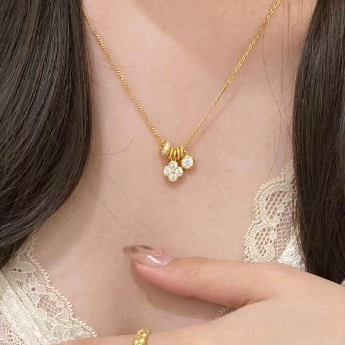 Minimalist Flower Necklace, Shiny Zircon Clavicle Chain, Luxury Niche Elegant All-match Daily Pendant Necklace