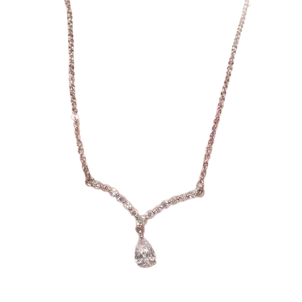 Full Zircon Mermaid Tail Necklace, Shiny Luxury Elegant Jewelry, Minimalist Exquisite Water Drop Clavicle Chain Niche Temperament Necklace
