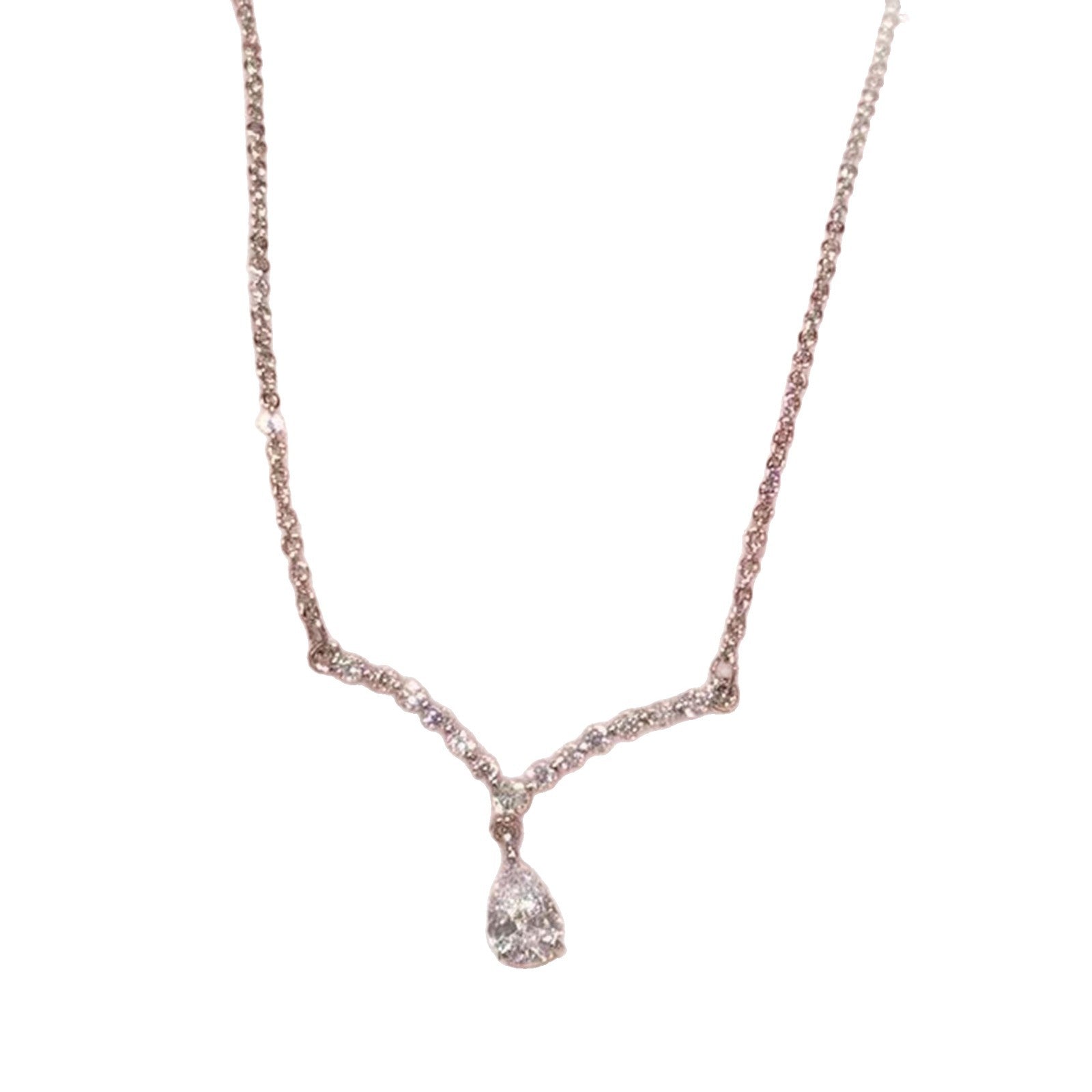 Full Zircon Mermaid Tail Necklace, Shiny Luxury Elegant Jewelry, Minimalist Exquisite Water Drop Clavicle Chain Niche Temperament Necklace