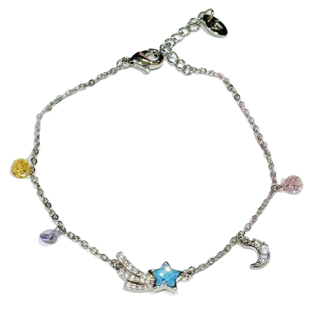 Original Design Aquamarine Meteor Necklace, Preppy Style Clavicle Chain, Luxury Elegant 925 Silver Jewelry