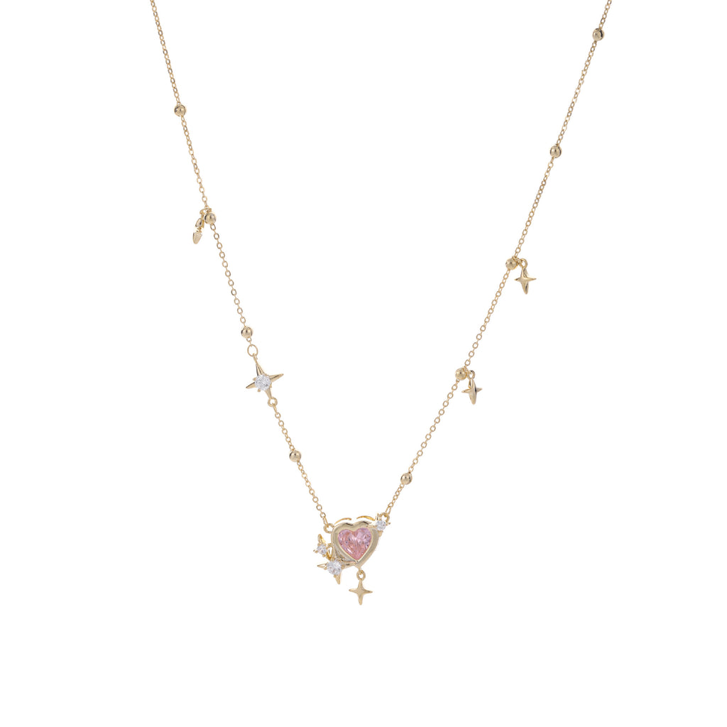 Sparkly Heart Clavicle Necklace, Luxury Niche Stylish Design Dainty Pendant Necklace