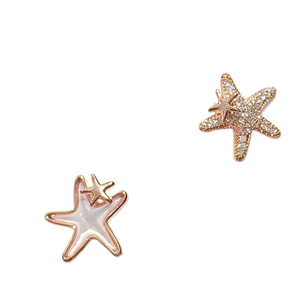 S925 Sterling Silver Starfish Stud Earrings, Ocean Luxury Niche Ear Jewelry