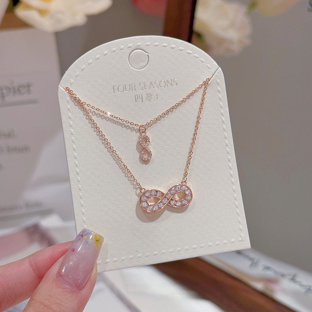 Double Infinity Pendant Necklace, Simple Luxury Temperament Daily Neck Jewelry