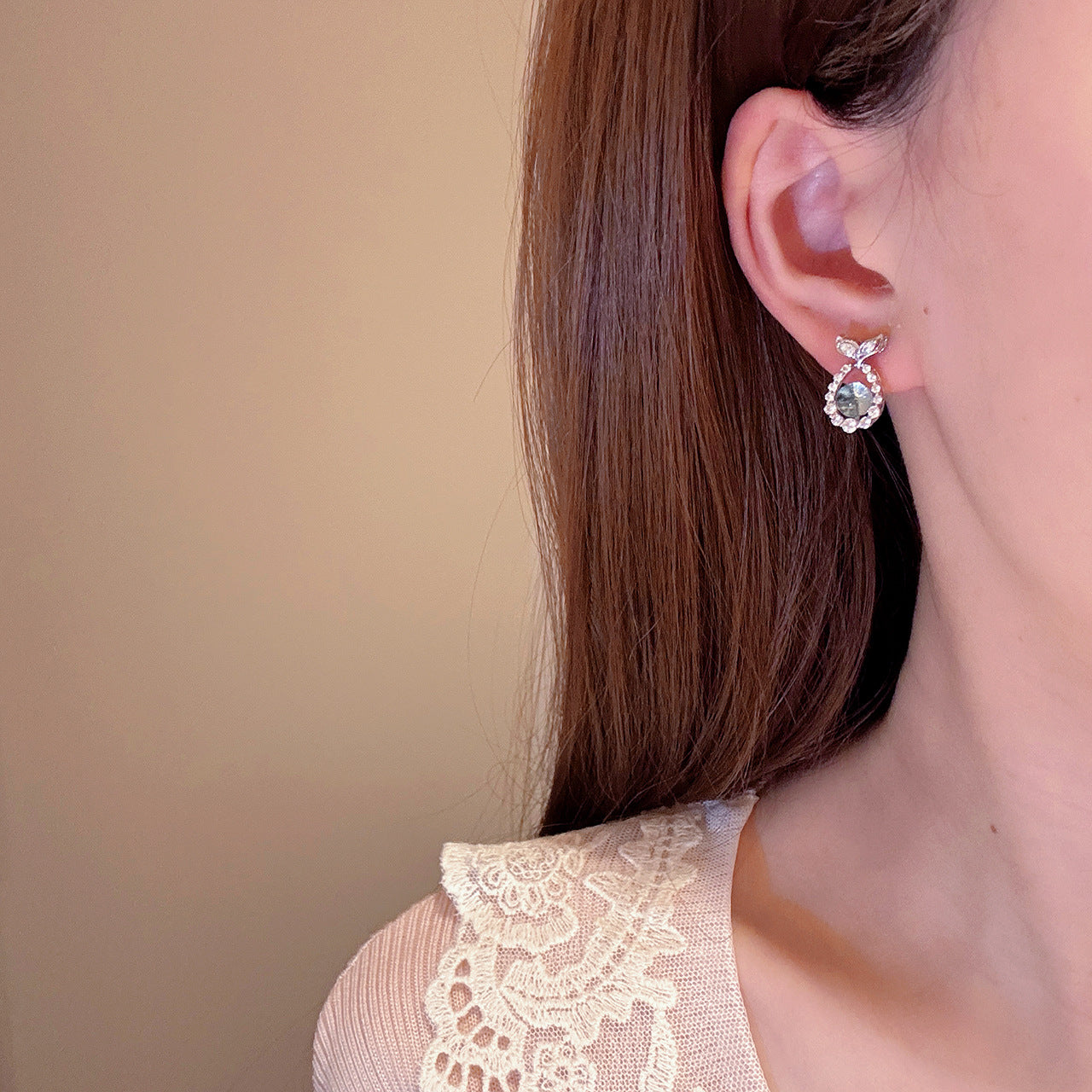 S925 Silver Mermaid Tears Earrings, Elegant Cold Tone Delicate Sweet Fashion Stud Earrings