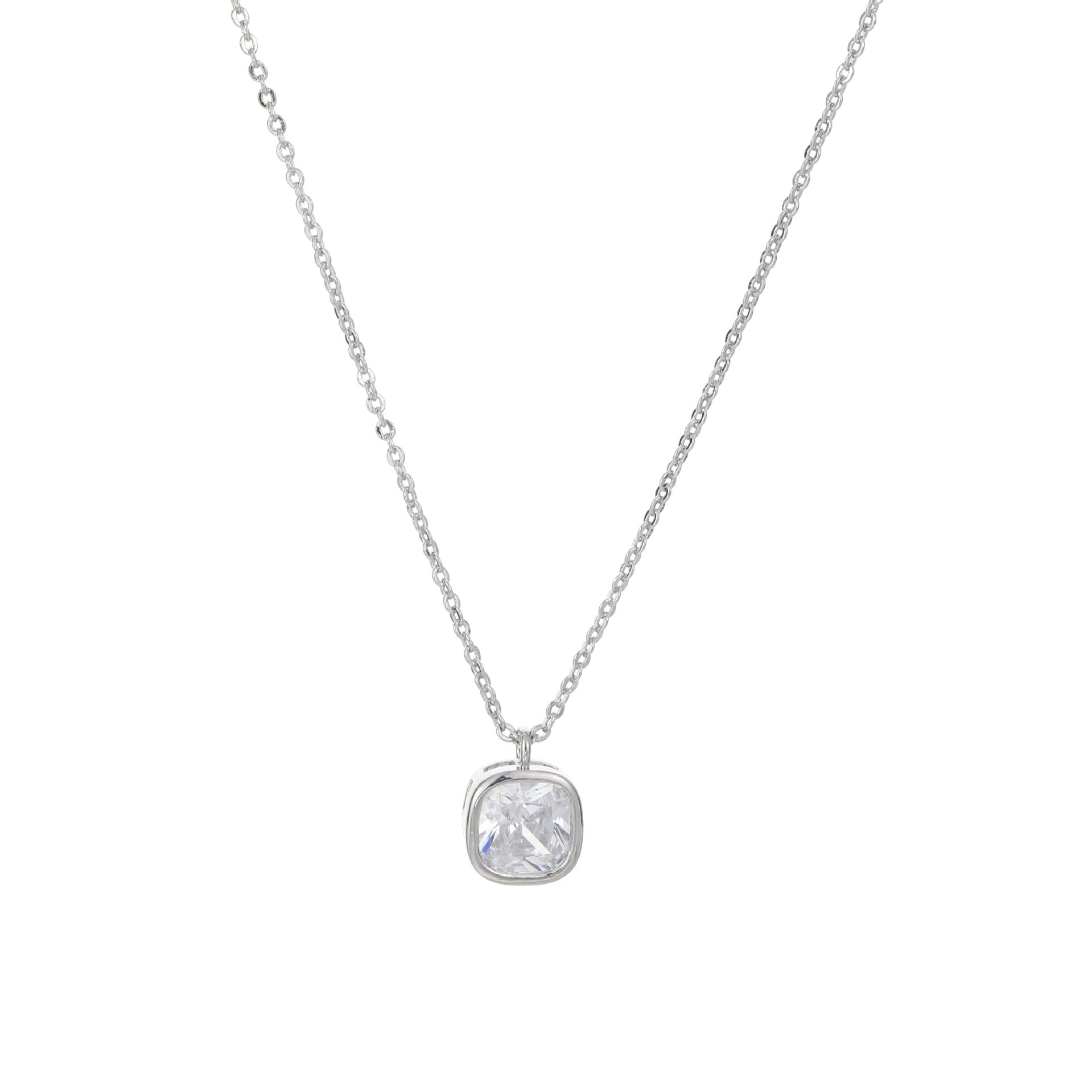 Cool Minimal Luxury Geometric Sugar Cube Cubic Zirconia Pendant Necklace, Niche Dainty Elegant All-Match Choker Jewelry for Women