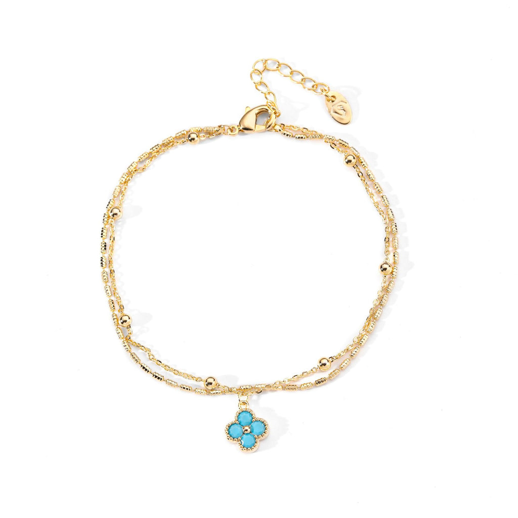 Double Layer Lucky Clover Bracelet, Retro Elegant Light Luxury Women Daily Bracelet
