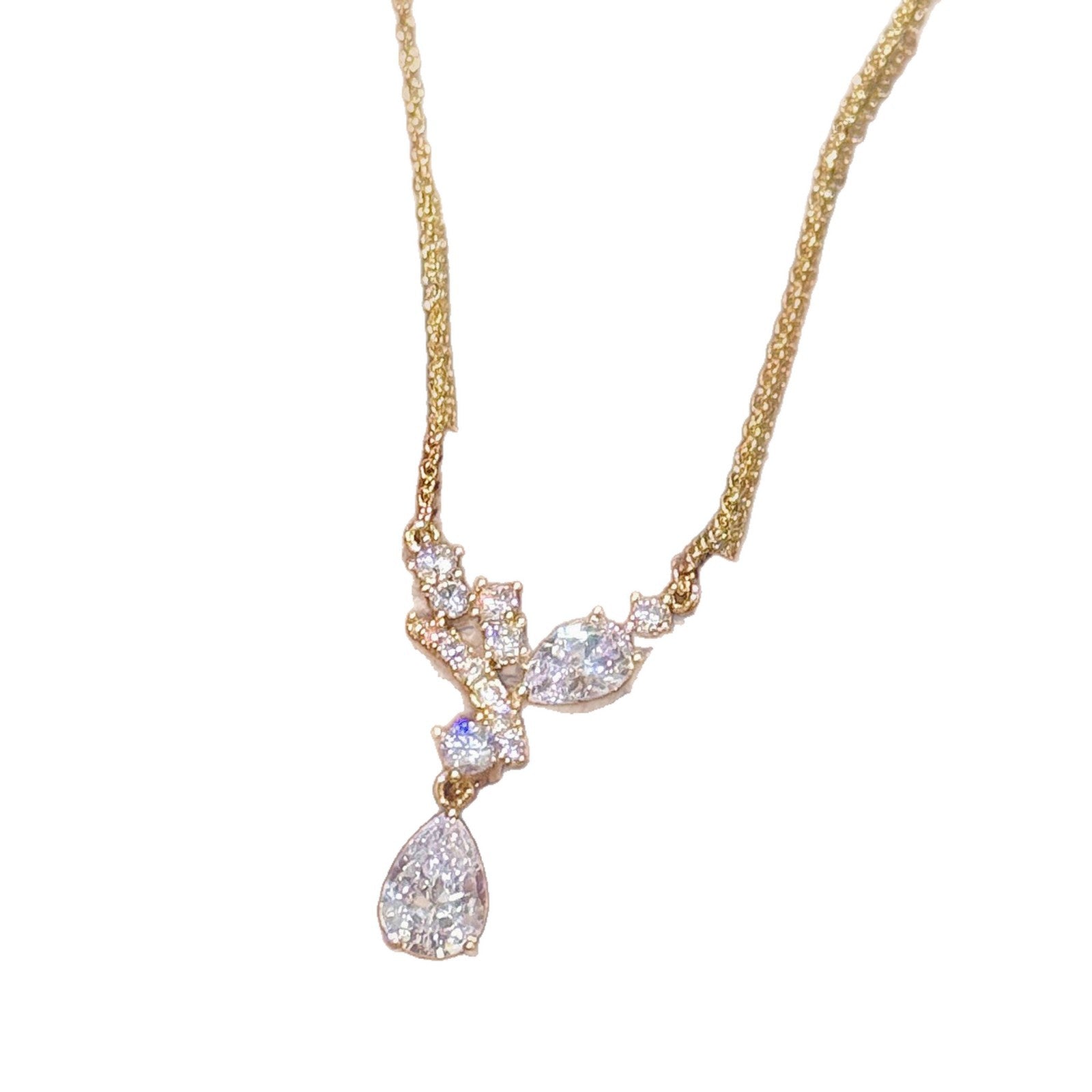 Luxury Water Drop Necklace, Korean Style Shiny Clavicle Chain, Exquisite Niche All-match Fashion Pendant Jewelry
