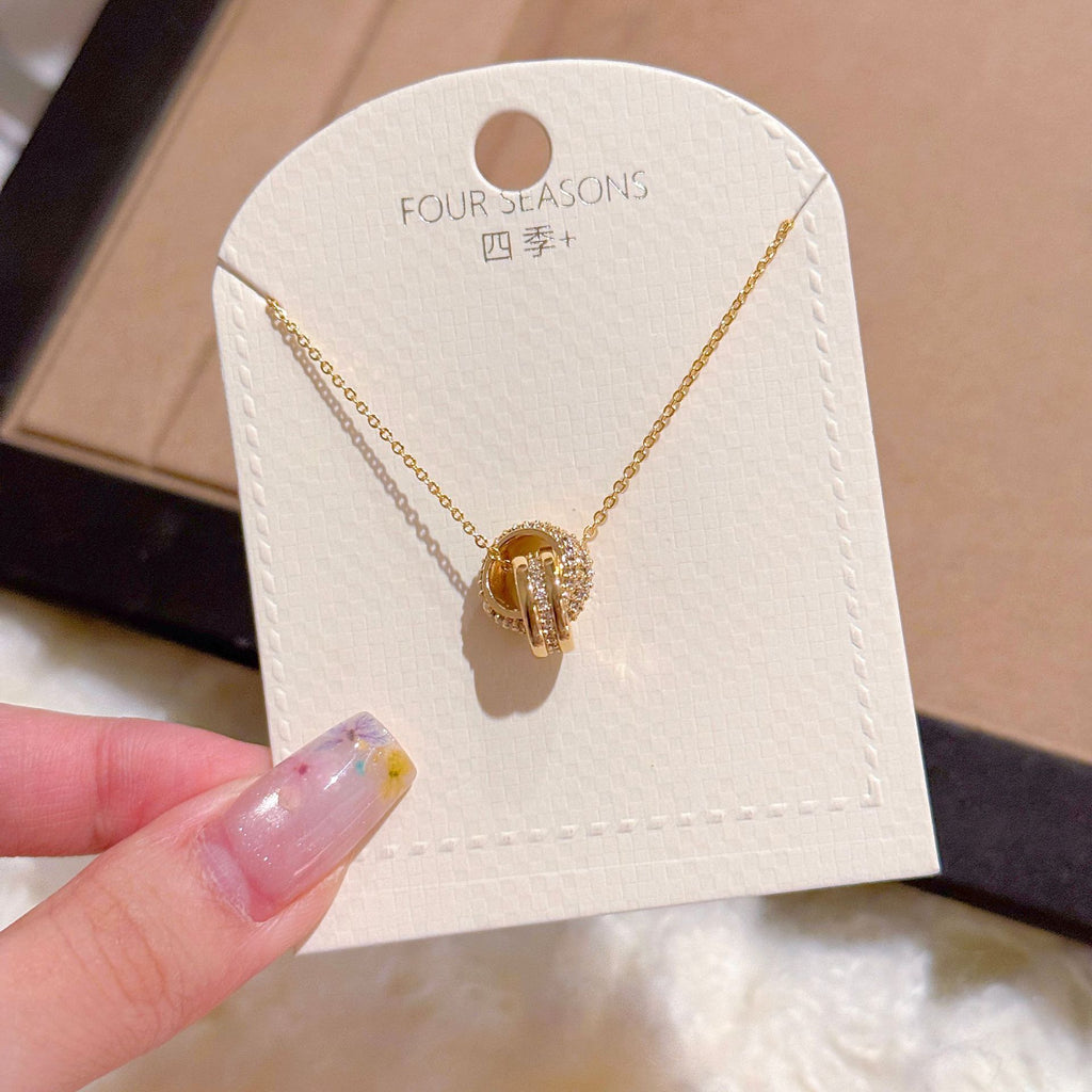 Double Interlocking Rings Necklace, Luxury Elegant Clavicle Chain, Exquisite Fashion Jewelry Gift for Girlfriend