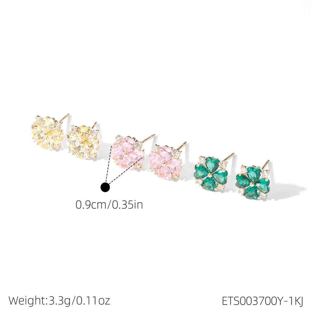 Women 3 Pairs Bling Bling Crystal Ear Studs Colorful Simple Style Silver Needle Ear Piercing Accessories Ear Healing Earrings Set