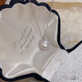 Moon Lucky Flower Natural Shell Pendant Necklace for Women, Luxury Niche Dainty Versatile Daily Collarbone Fine Jewelry