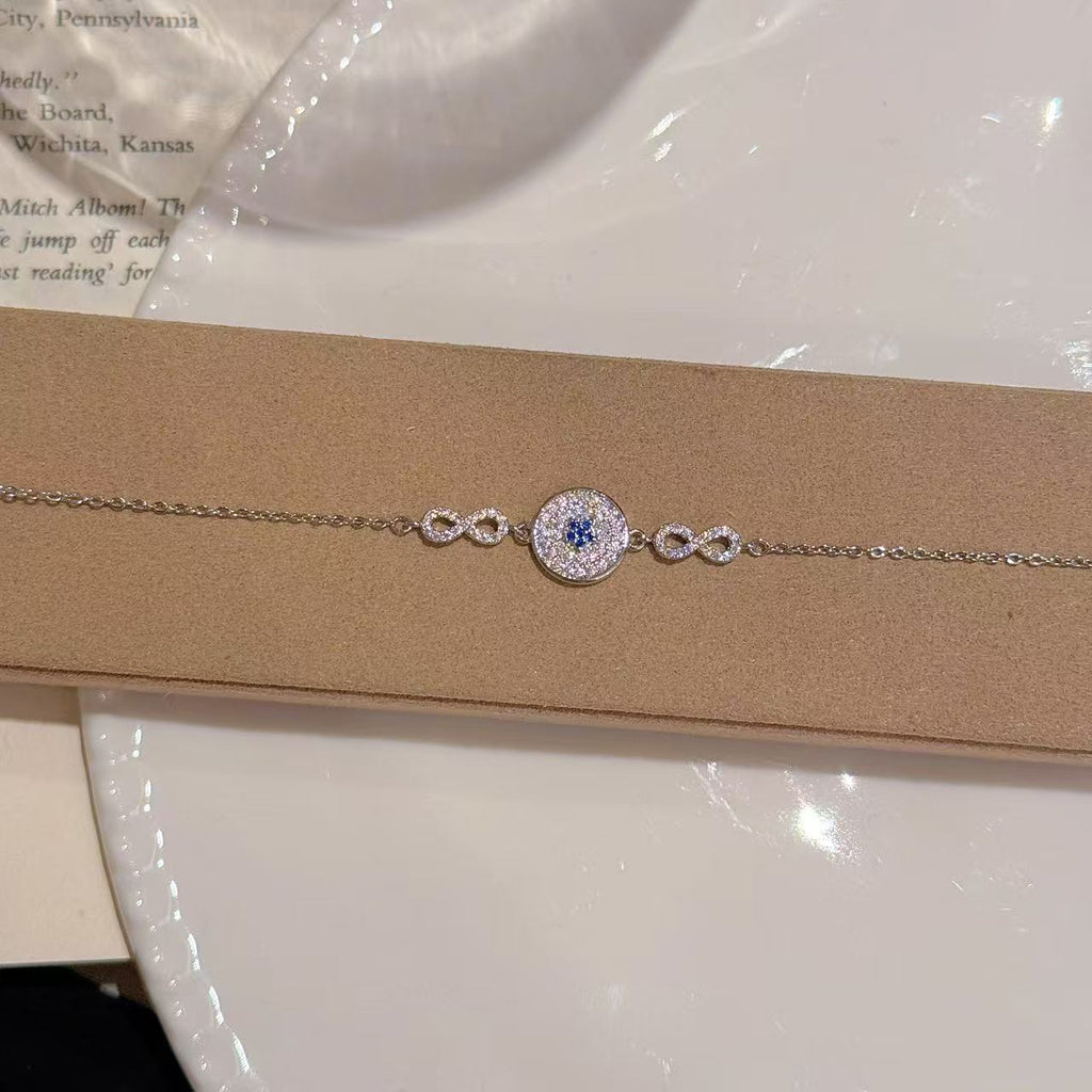 Geometric Round Bracelet, Luxury Niche Minimalist Hand Jewelry, Crystal Flower Elegant Exquisite Bracelet