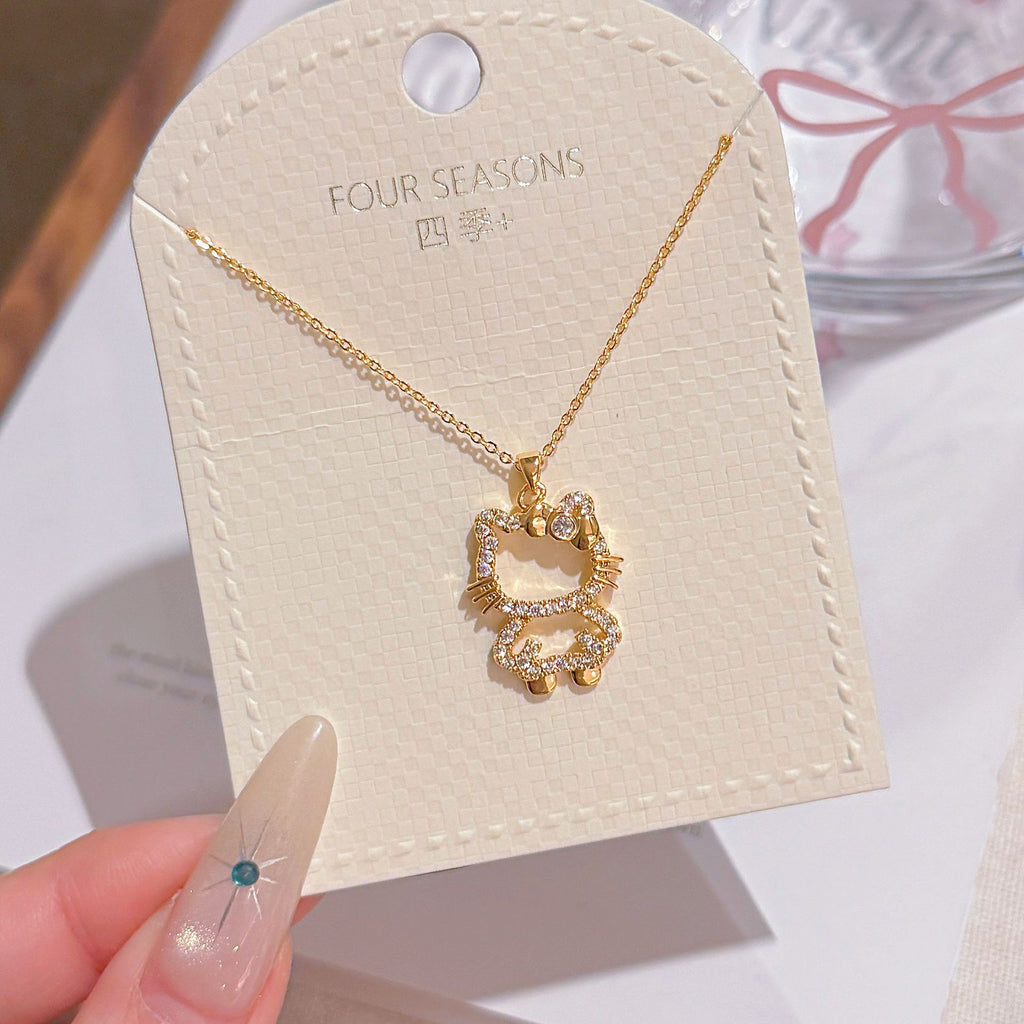 Lovely Cat Pendant Necklace, Sweet Elegant Daily Fashion Neck Jewelry