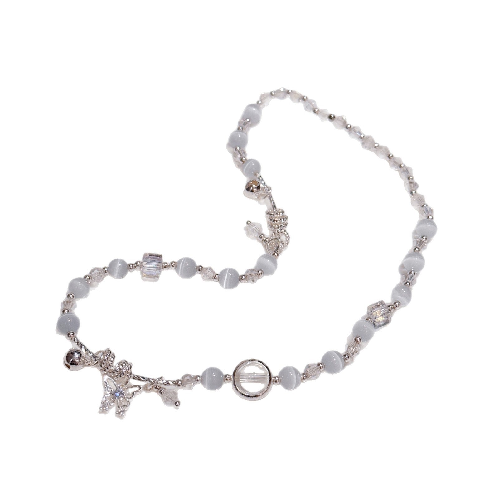 Cat's Eye Butterfly Double Circle Bracelet, Elegant Skin Brightening Hand Chain