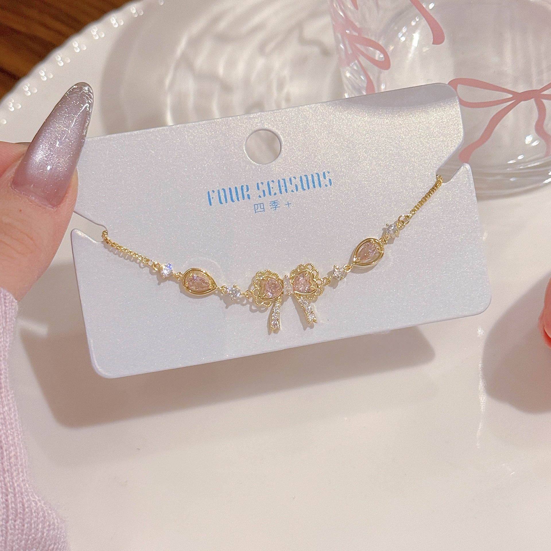 Bow Lace Trim Bracelet, Elegant Sweet Dainty Jewelry for Ladies