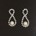 Rhombus Zircon Pearl S925 Silver Studs Luxury Rich Lady Women Earrings