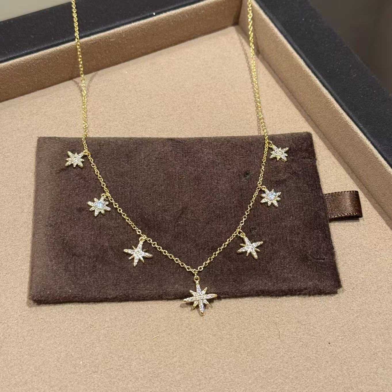 European American Hexagram Necklace, French Luxury Elegant Clavicle Chain, Niche Exquisite All-match Fashion Pendant Jewelry