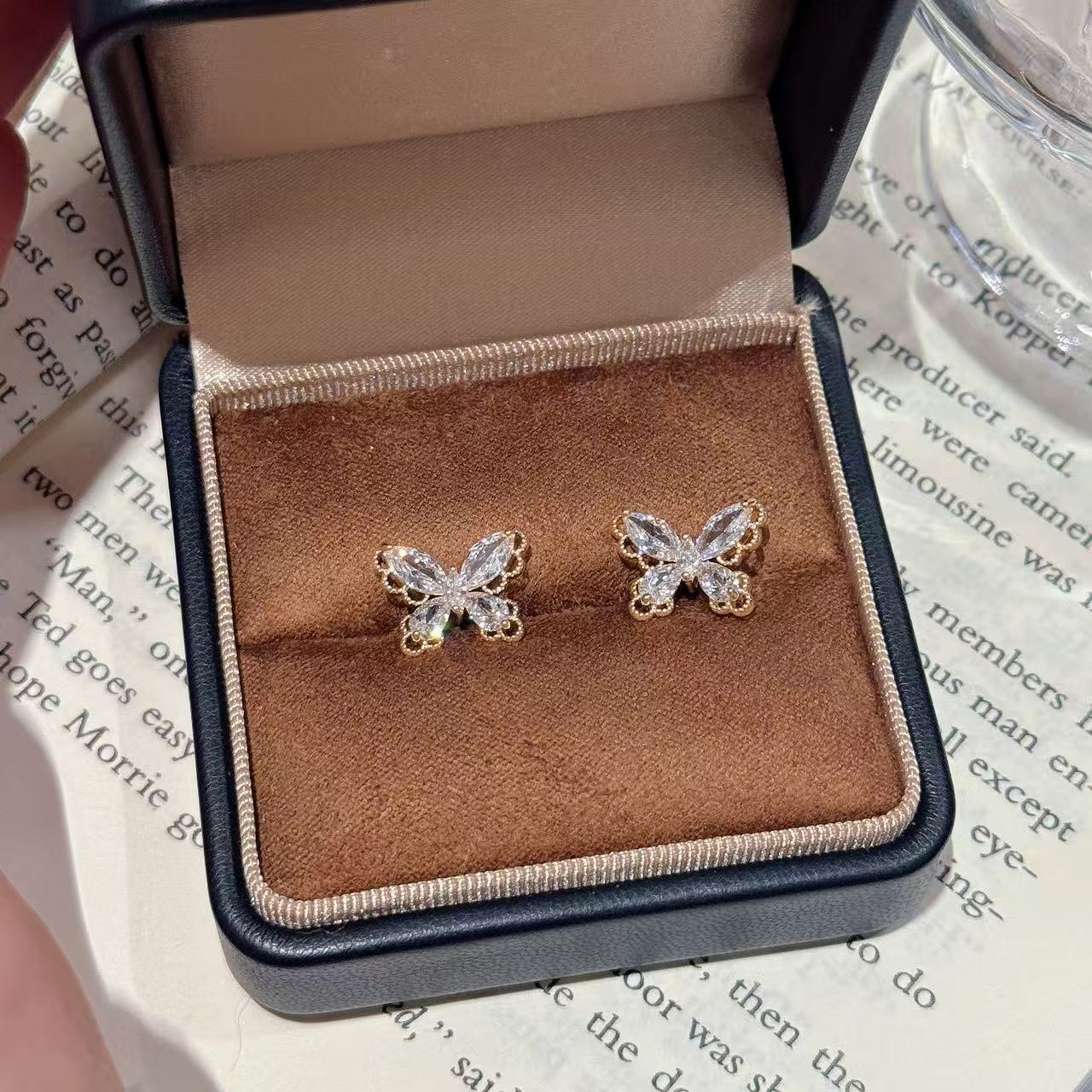 Spring New Lace Butterfly Stud Earrings, Sparkling Luxury 925 Sterling Silver Needle Earrings, Exquisite Elegant Fashion Ear Jewelry