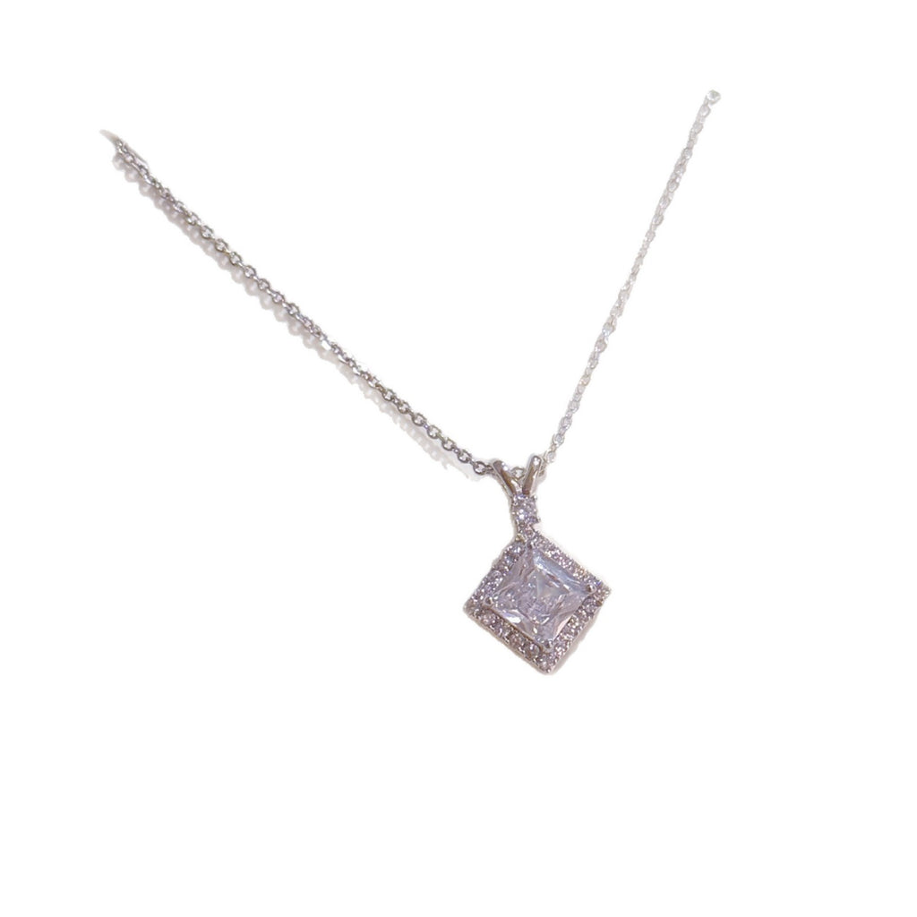 Geometric Square Clavicle Chain, Full Zircon Super Shiny Necklace, Luxury Niche Elegant Valentine's Day Gift Jewelry 五大卖点