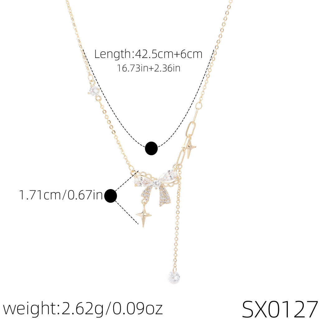 Elegant Bow Tassel Necklace Luxury Stylish Birthday Gift Neck Accessories for Ladies