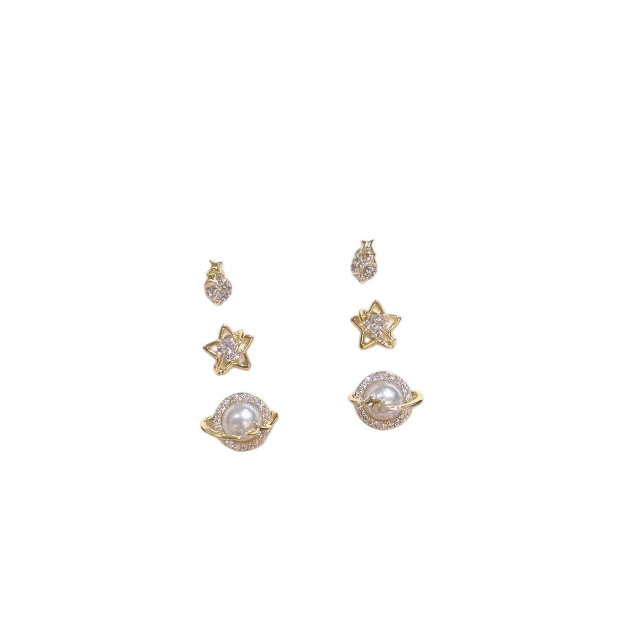 Luxury Galaxy Pearl 3-in-1 Earring Set Spring New Ladies Ear Ornaments