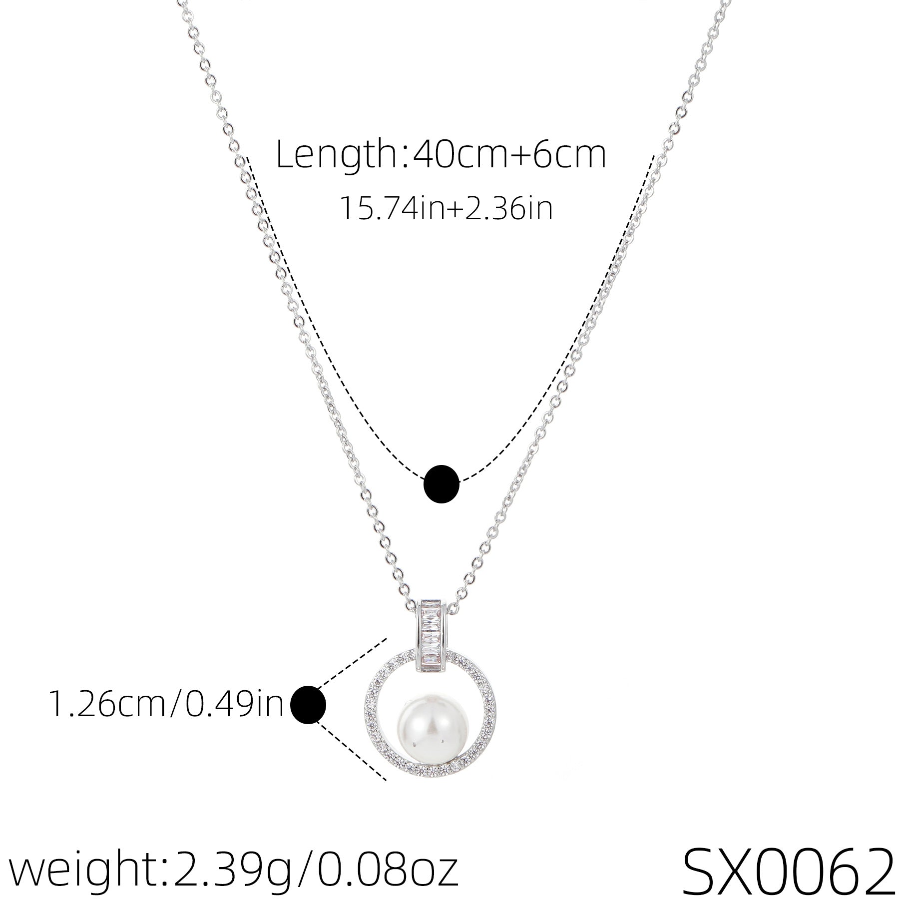 Luxury Hoop Pearl CZ Clavicle Necklace All-Season Ladies Pendant Chain