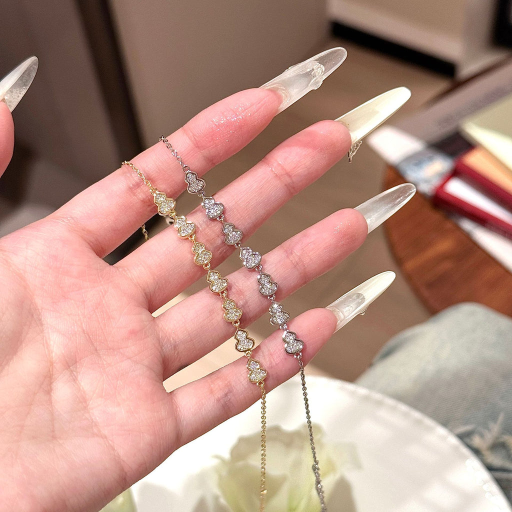 Gourd Bracelet, Niche Exquisite Full Diamond Hand Jewelry, Minimalist Light Luxury Versatile Women Wrist Chain