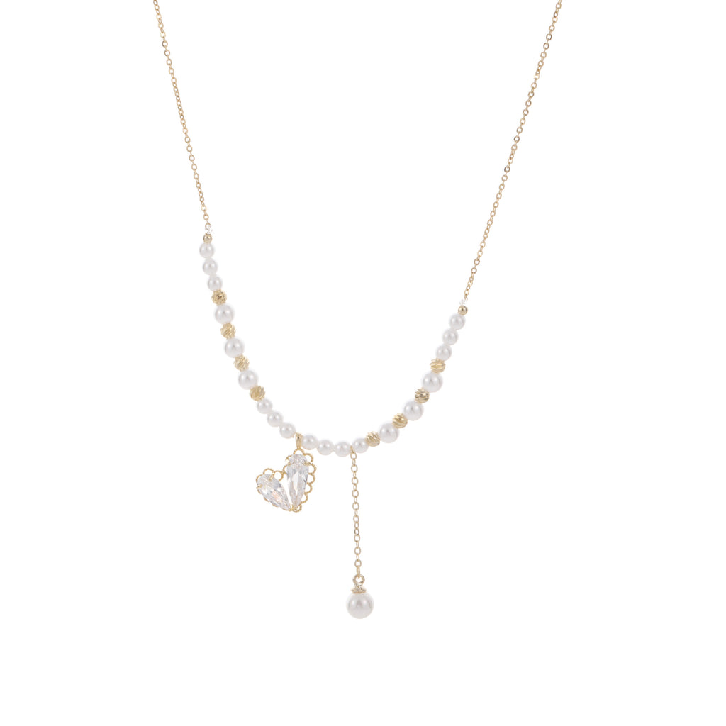 French Style Heart Pearl Necklace, Elegant High-end Pendant Chain, Exquisite Fashion Jewelry for Daily Wear