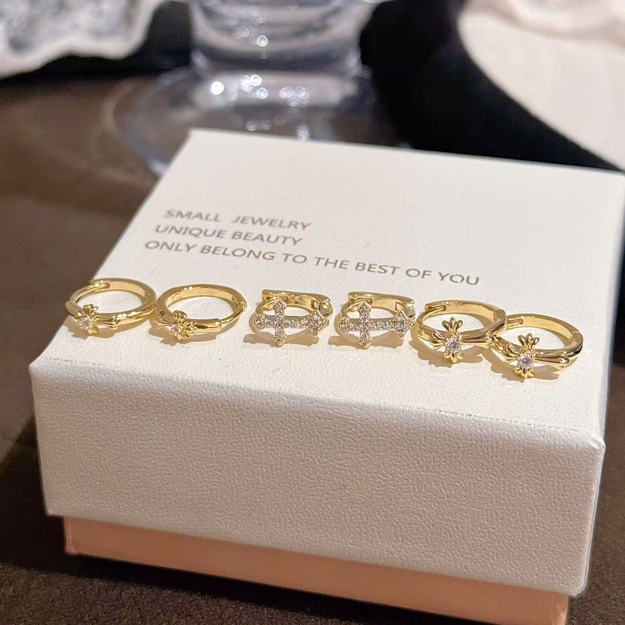2026 New 3Pcs Cross Earring Set, Minimal Shiny Luxury Hoop Earrings, Elegant Dainty Women Jewelry Set